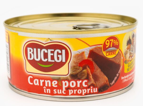 BUCEGI CARNE PORC IN SUC PROPRIU 300G 97%