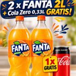 PROMOTIE 2XFANTA 2L + COLA ZERO 0.33L GRATIS